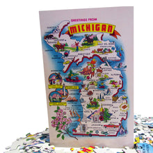 Load image into Gallery viewer, 1960 Michigan 160pc Puzzle & Postcard - Amazing Michigan