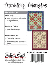 Load image into Gallery viewer, Tumbling Triangles - Three Yard Quilt Pattern