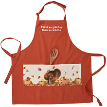 Load image into Gallery viewer, First We Gobble, Then We Wobble Embroidered Apron
