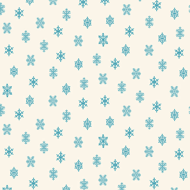 Cream and Light Blue Snowflakes - Winter In Snowtown