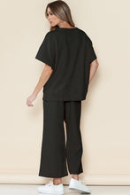 Load image into Gallery viewer, Black Textured Short Sleeve Pants Set
