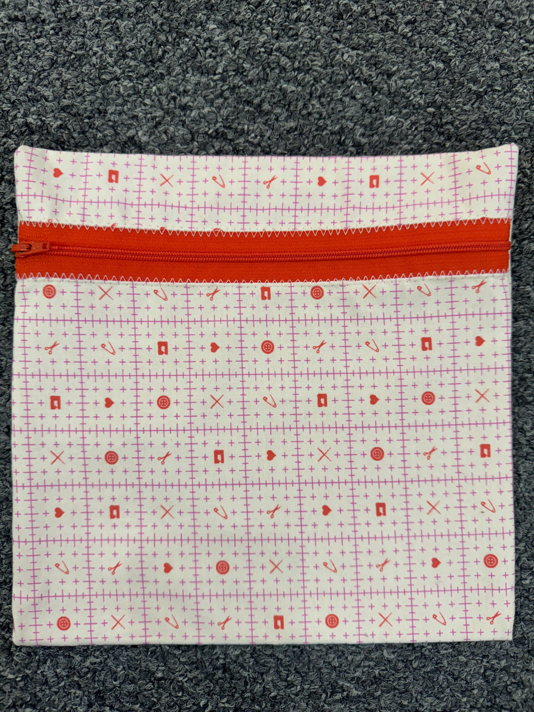 Stitchy Red Handmade Zipper Bag - Cassy Raymond