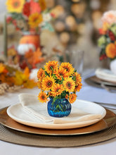 Load image into Gallery viewer, Fresh Cut Paper Bouquet - MINI Sunflowers Blue Vase
