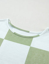 Load image into Gallery viewer, Green Checkered Shirred Sleeve Blouse
