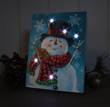 Load image into Gallery viewer, Joyful Jolly Snowman - Tabletop Lighted Canvas
