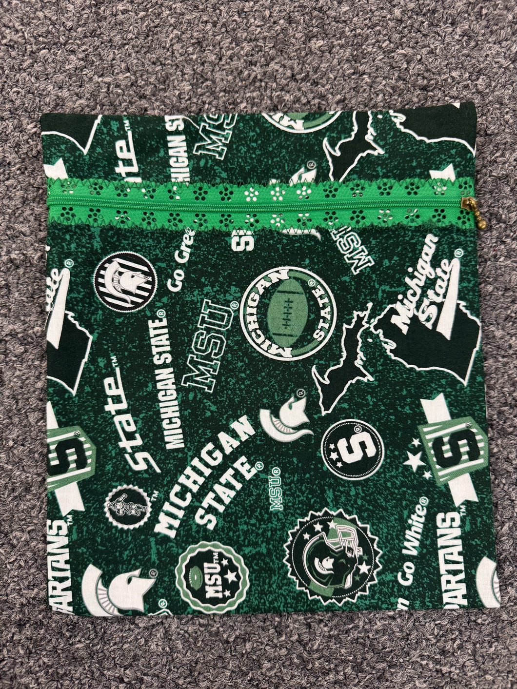 MSU Green Handmade Zipper Bag - Cassy Raymond