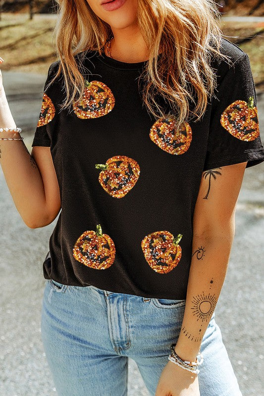 Sequin Pumpkin Top