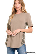Load image into Gallery viewer, Short Sleeve Leopard Side Panel Top - Ash Mocha &amp; Brown
