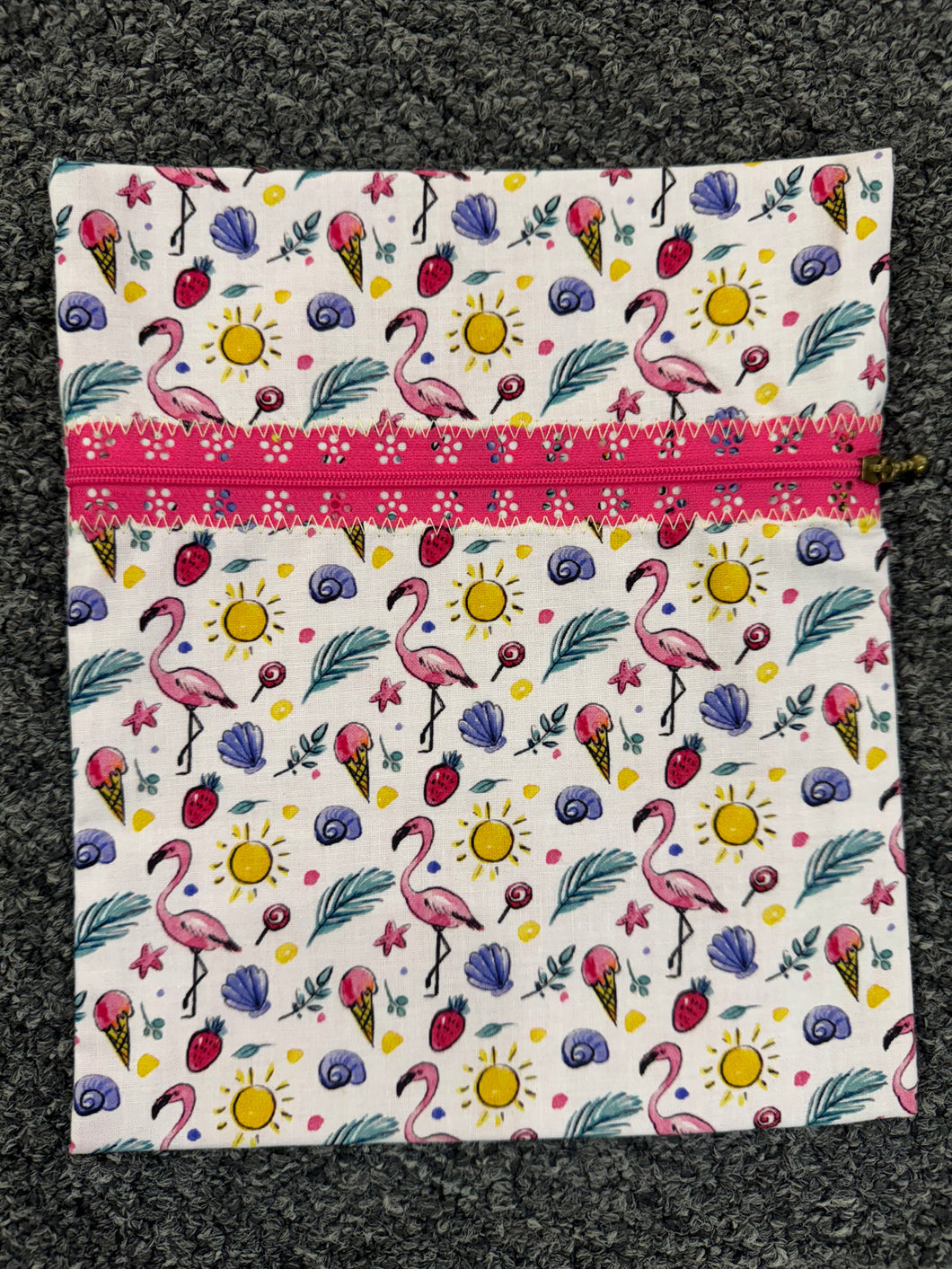 Summer Flamingo  Handmade Zipper Bag - Cassy Raymond
