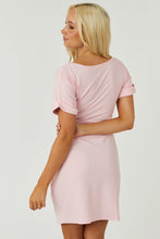 Load image into Gallery viewer, Short Sleeve Tie Belt Dress - Dusty Pink
