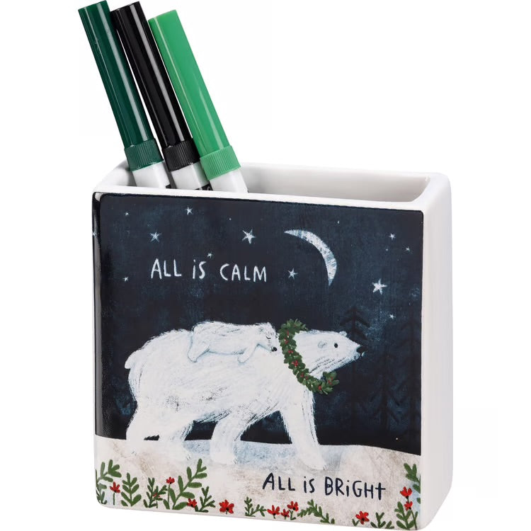All Is Calm All Is Bright Square Vase