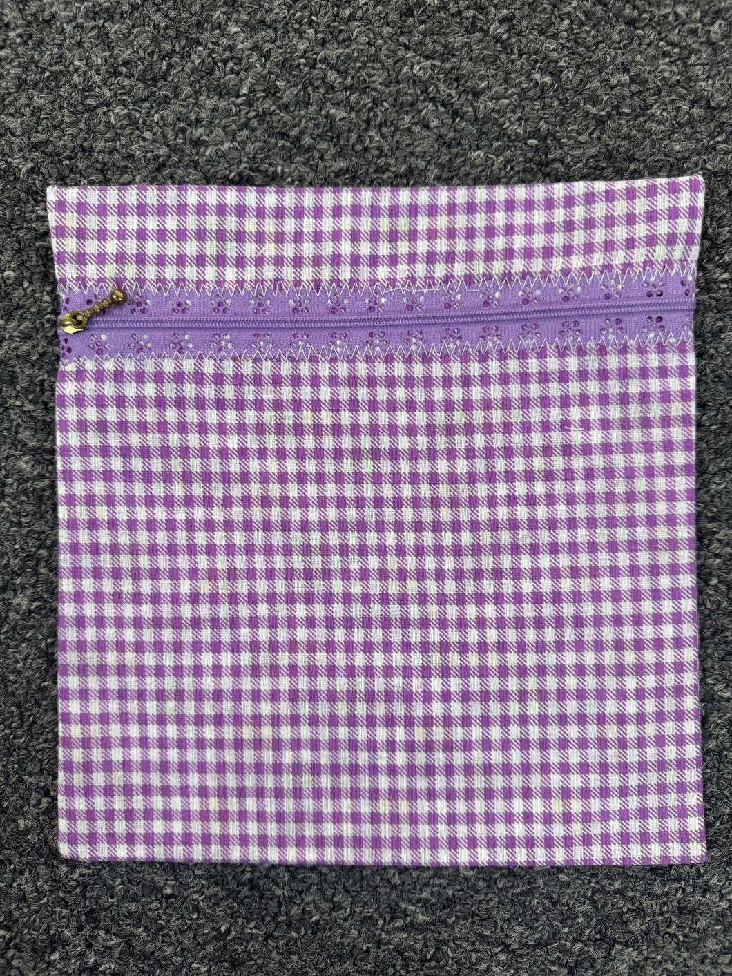 Purple Gingham Handmade Zipper Bag - Cassy Raymond