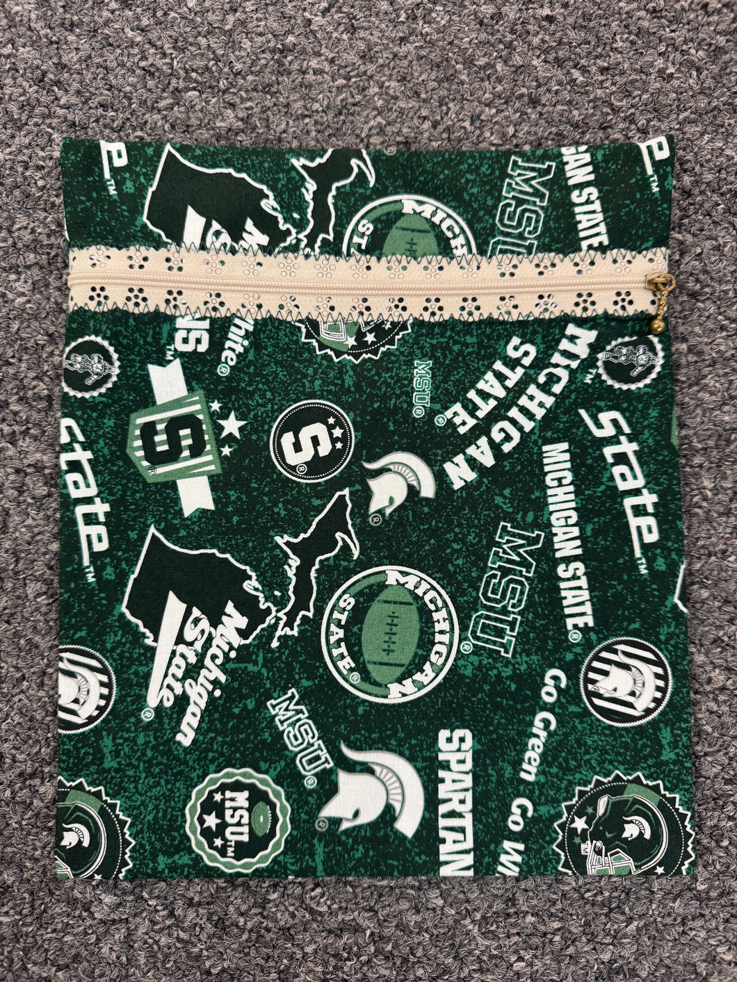 MSU Tan Handmade Zipper Bag - Cassy Raymond