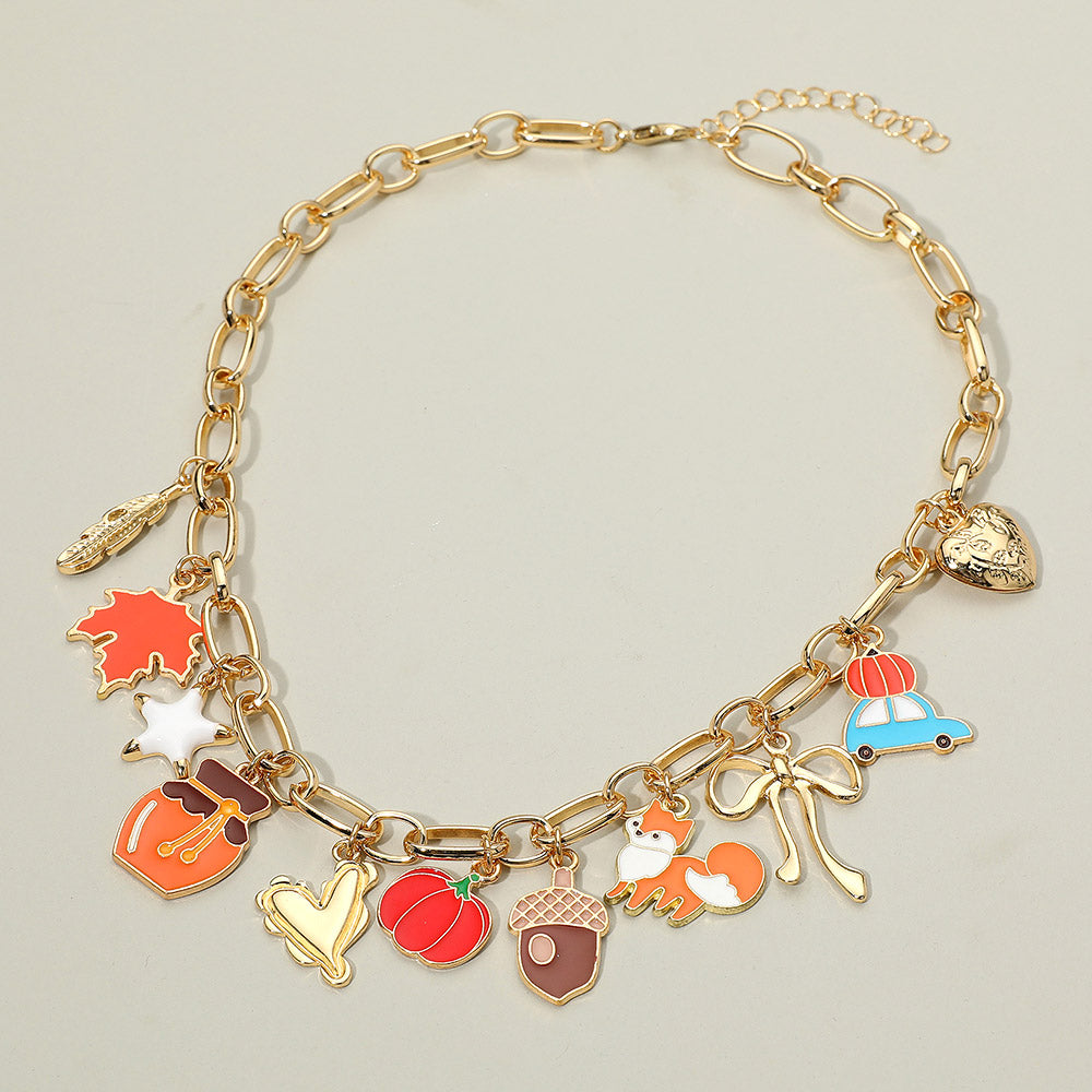 Autumn Charm Paperclip Necklace