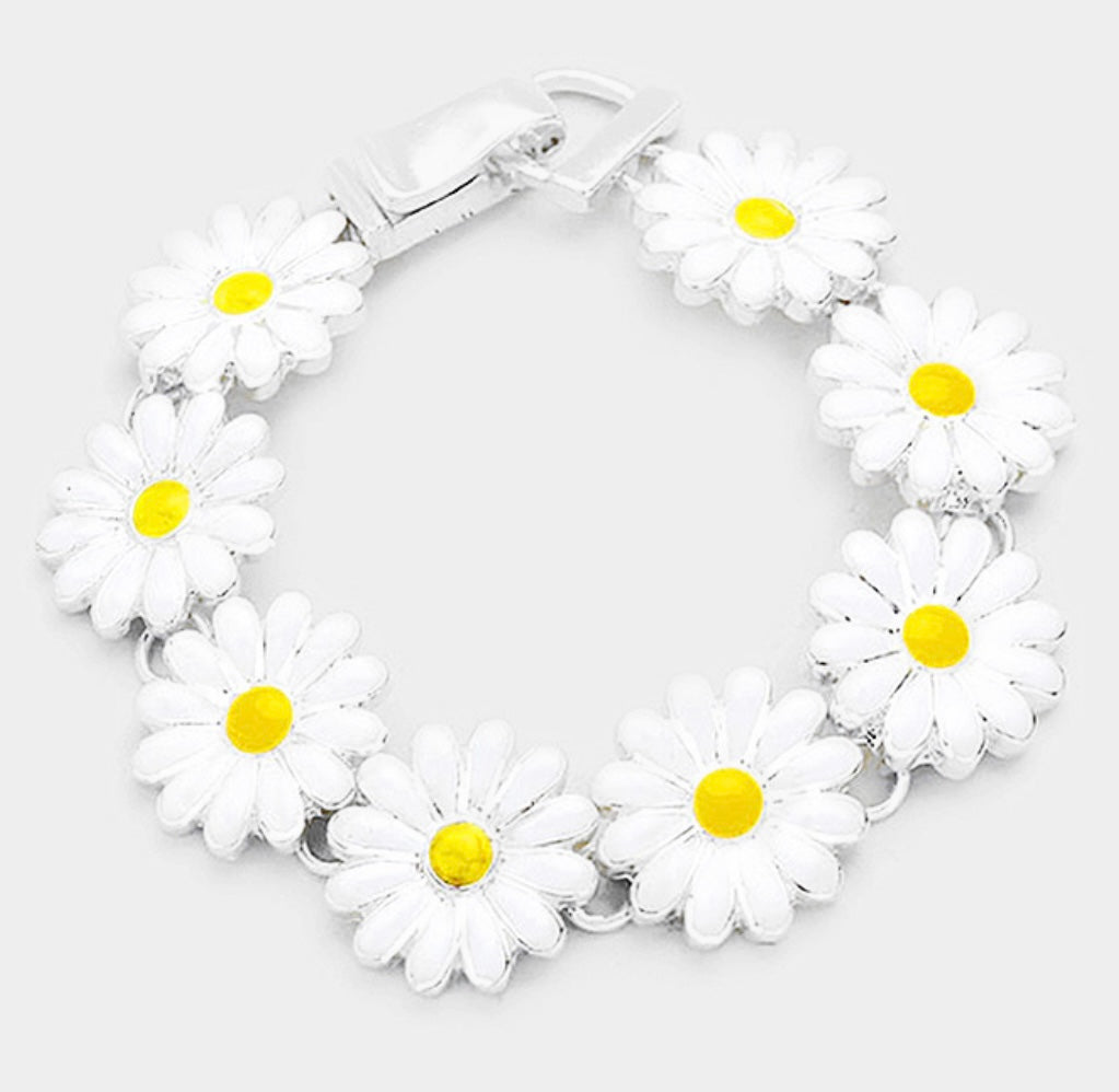 Daisy Enamel Link Bracelet