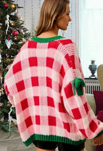 Load image into Gallery viewer, Pink Plaid Cardigan with Bow
