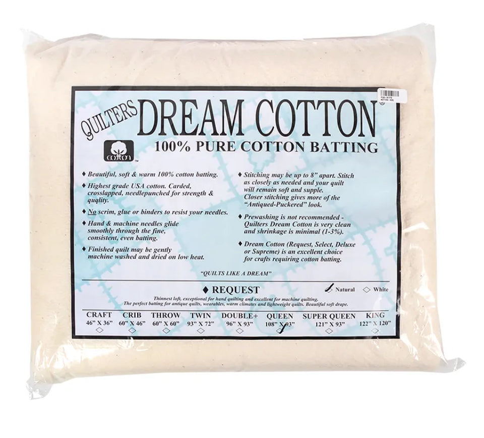 Quilters Dream Request Cotton Batting - Natural - Queen