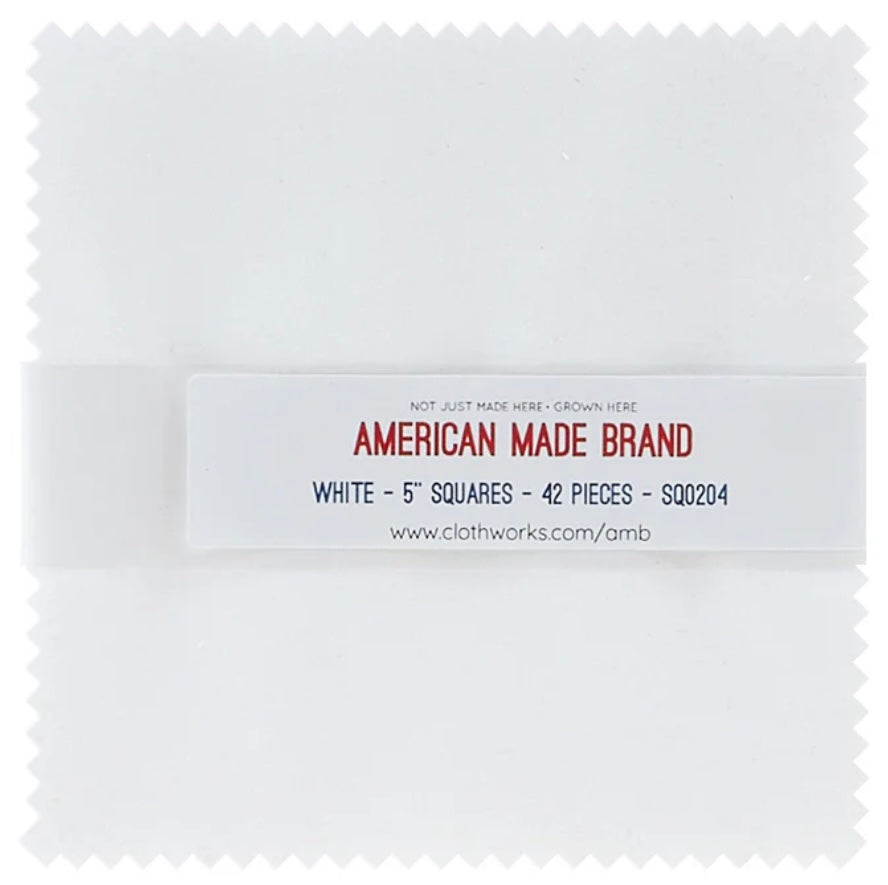 White Solid American Made Brand 5 Inch Stacker (Charm Pack)