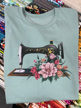 Load image into Gallery viewer, Vintage Sewing Machine T-Shirt - Dusty Blue
