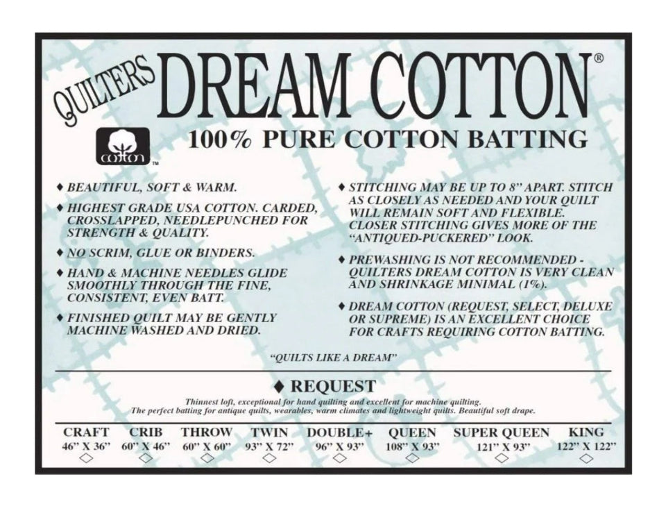 Quilters Dream Request Cotton Batting - Natural - Double