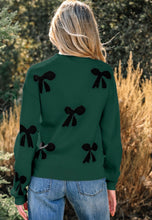 Load image into Gallery viewer, Pearl Bows Green Sweater
