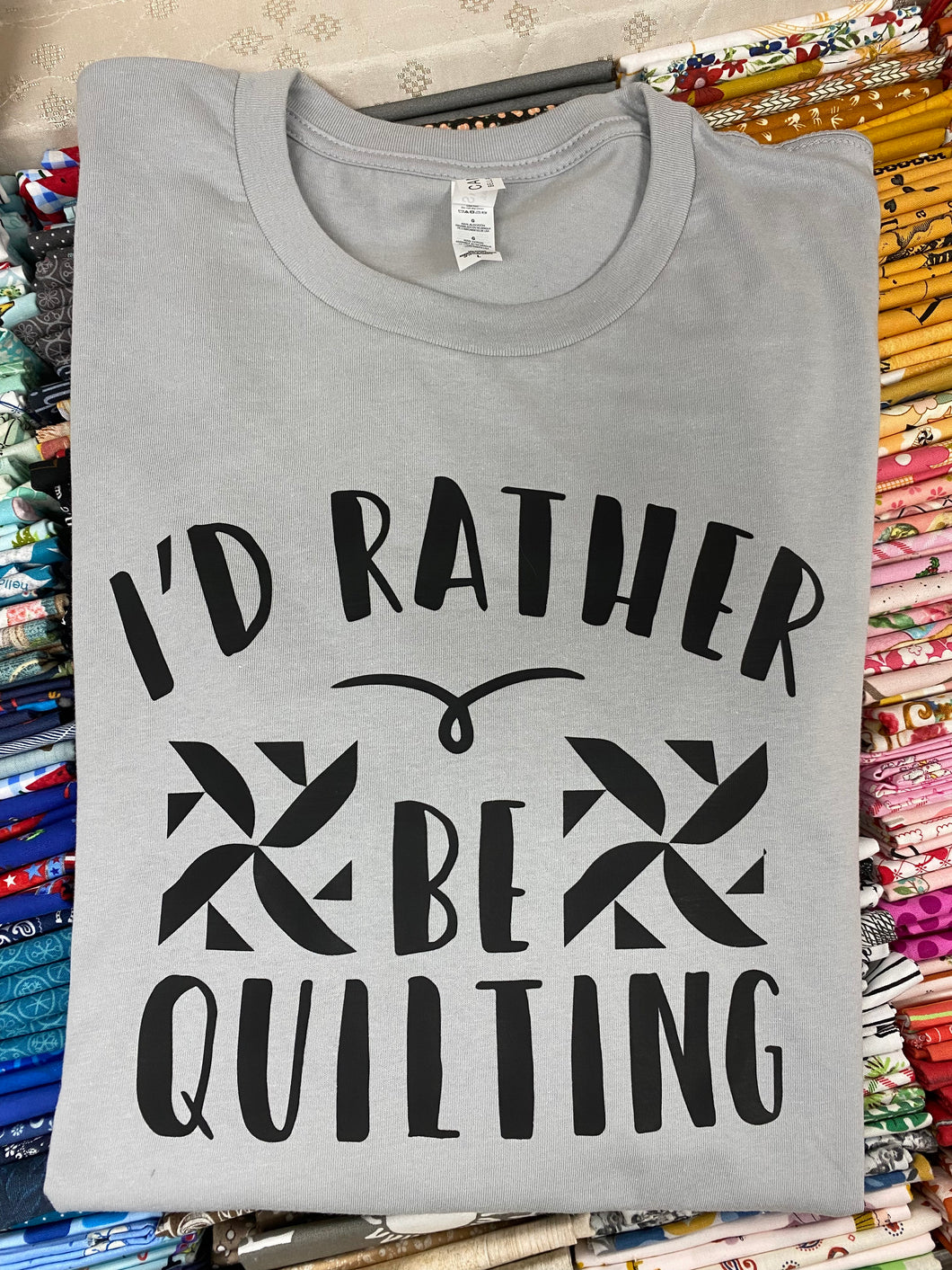 I'd Rather Be Quilting T-Shirt - Gray - Made To Order