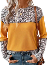 Load image into Gallery viewer, Yellow &amp; Leopard Waffle Patchwork Top
