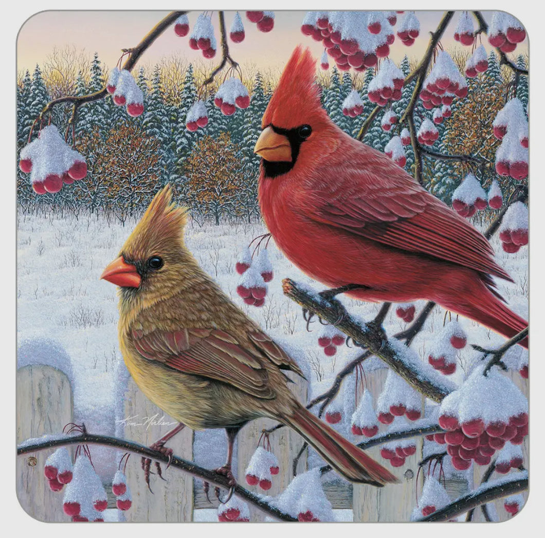 Winter Cardinals Coasters