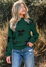 Load image into Gallery viewer, Pearl Bows Green Sweater
