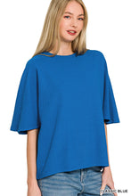 Load image into Gallery viewer, Classic Blue Double Knit Half Sleeve Top
