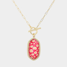 Load image into Gallery viewer, Fuschia Hexagon Daisy Necklace &amp; Earring Set
