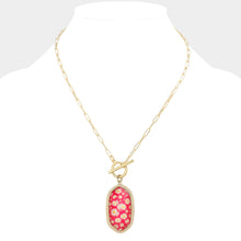 Load image into Gallery viewer, Fuschia Hexagon Daisy Necklace &amp; Earring Set

