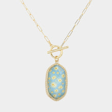 Load image into Gallery viewer, Light Blue Hexagon Daisy Necklace &amp; Earring Set
