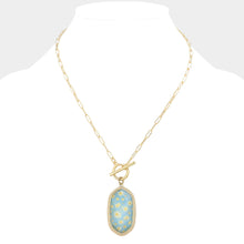 Load image into Gallery viewer, Light Blue Hexagon Daisy Necklace &amp; Earring Set
