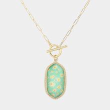 Load image into Gallery viewer, Mint Hexagon Daisy Necklace &amp; Earring Set
