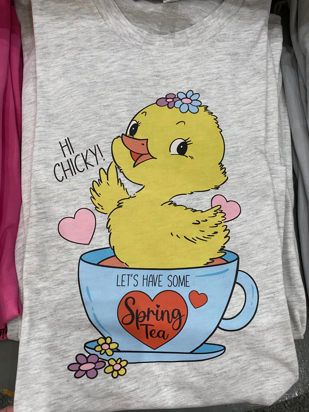 Hi Chicky! Let's Have Some Spring Tea Ash Grey T-Shirt