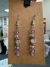 Load image into Gallery viewer, Purple &amp; Pink Beaded Dangle Earrings
