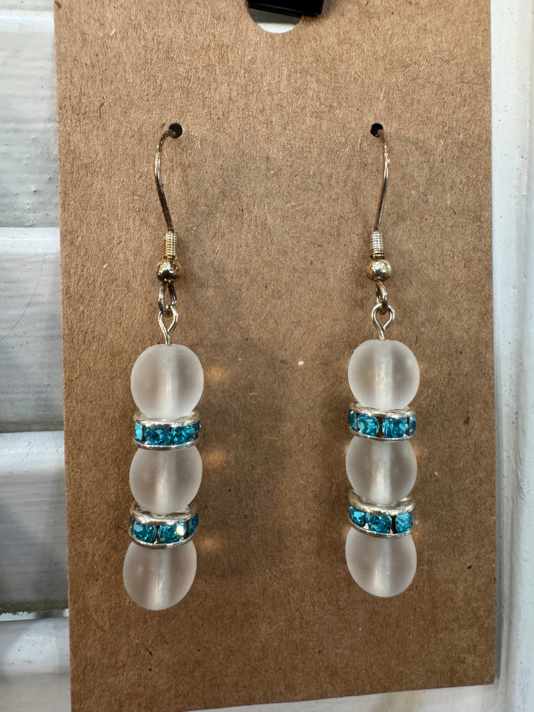 Clear & Sparkly Blue Beaded Dangle Earrings