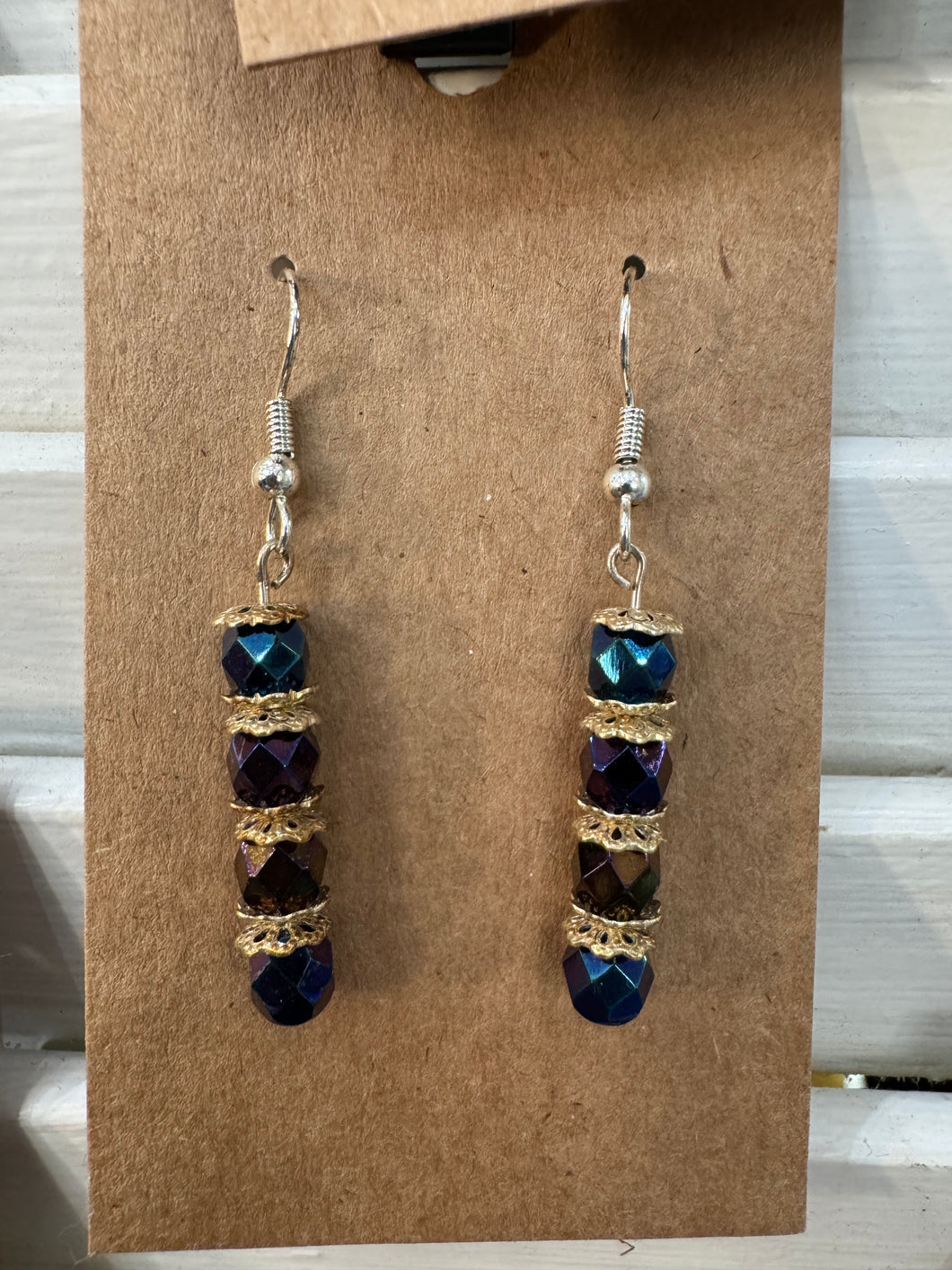 Varied Iridescent Beaded Dangle Earrings