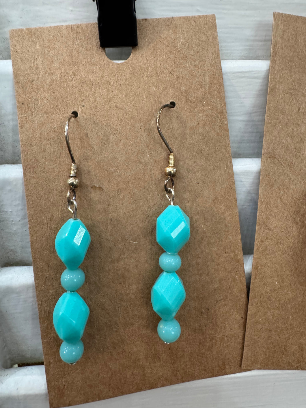 Teal Beaded Dangle Earrings