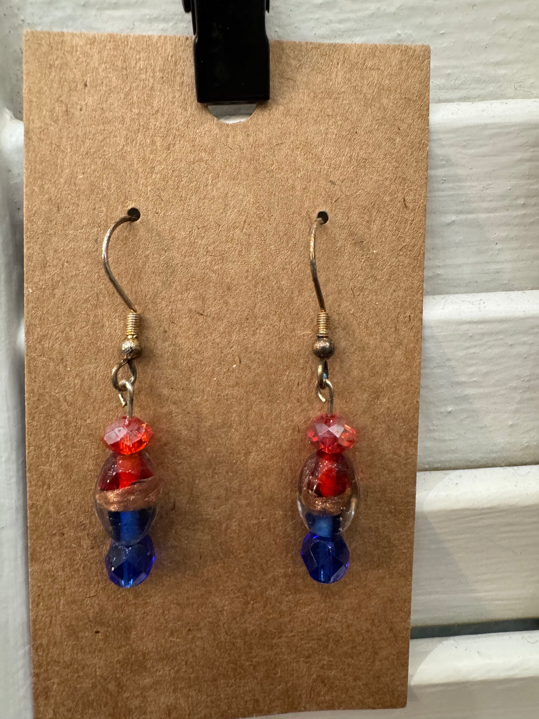 Red & Blue Dangle Earrings