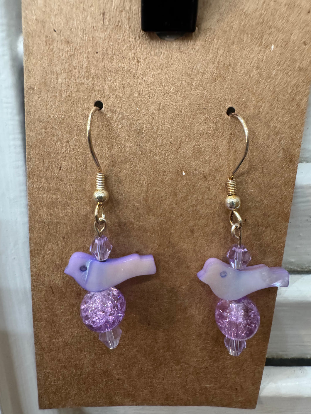 Purple Bird Dangle Earrings