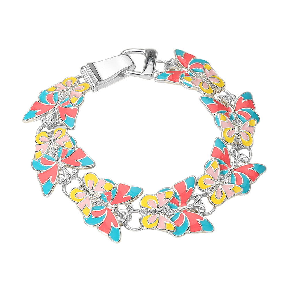 Butterfly Enamel Link Bracelet