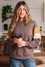 Load image into Gallery viewer, Khaki Color Block Long Sleeve Top
