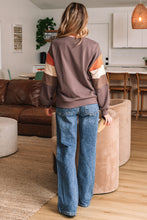 Load image into Gallery viewer, Khaki Color Block Long Sleeve Top

