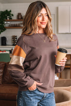 Load image into Gallery viewer, Khaki Color Block Long Sleeve Top
