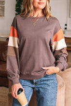 Load image into Gallery viewer, Khaki Color Block Long Sleeve Top
