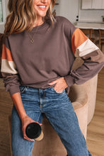 Load image into Gallery viewer, Khaki Color Block Long Sleeve Top
