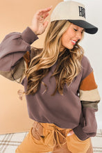 Load image into Gallery viewer, Khaki Color Block Long Sleeve Top
