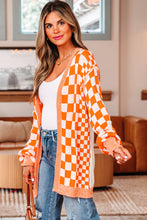 Load image into Gallery viewer, Orange Checkered Cardigan
